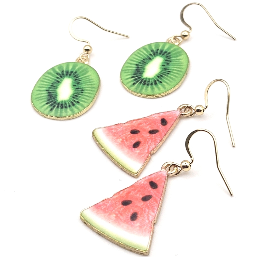 🍉🥝NEW! Fruit SLICE Earrings - Watermelon & Kiwi